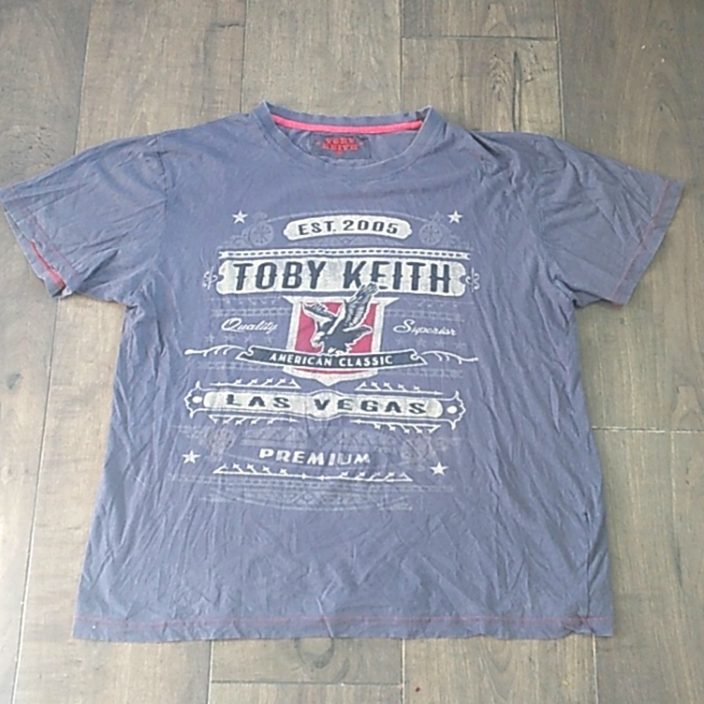 VTG 2005 TOBY KEITH LAS VEGAS GRAY WORN COTTON CONCERT TEE MENS S
